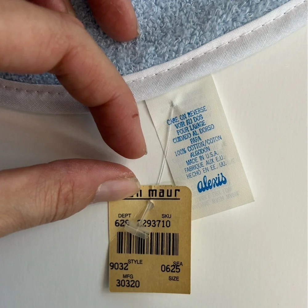 Vintage Baby Bib Blue & White Bear With Squeak Chin Boy Girl Alexis 100% Cotton